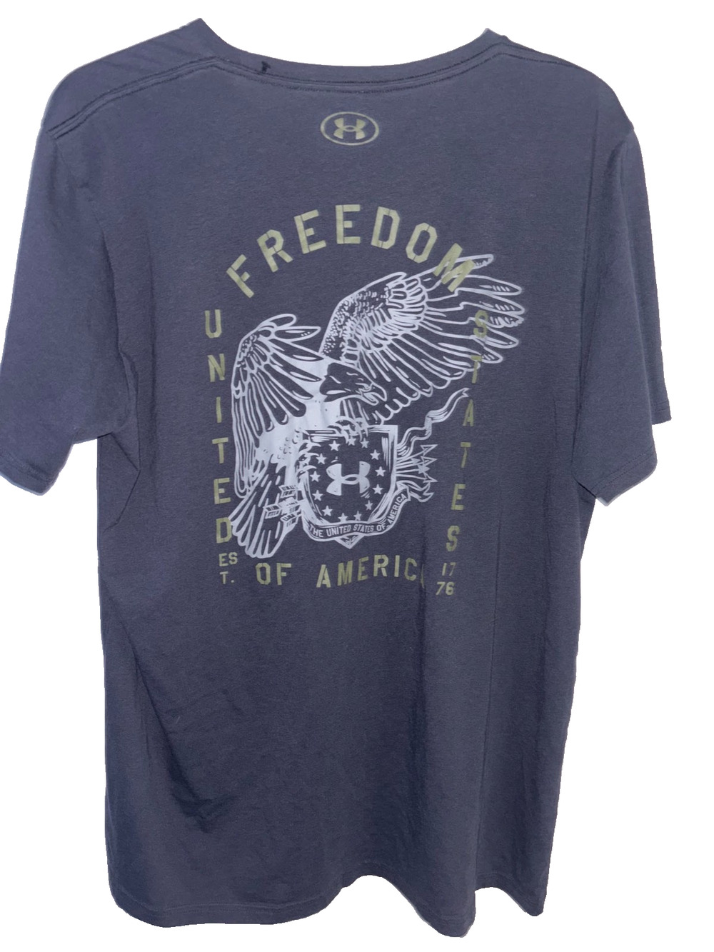 Under Armour Shirt Men 3XL Gray Freedom Eagle Flag Tactical Graphic HeatGear Tee